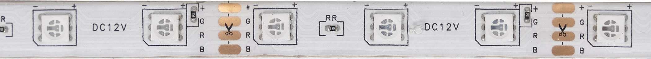 Лента светодиодная RGB влагостойкая - 4,8W/m, 12V, 10мм, 5050, 54 д/м, IP65, цветная - 5м, + блок питания + контроллер, AKS - фото 3