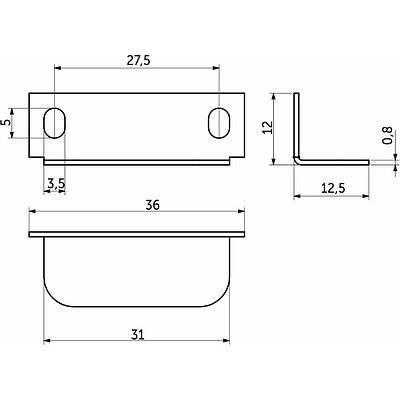 Планка ответная угловая к замку AKS увеличенная - фото 2