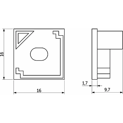 Заглушка к алюминиевому профилю ORION-1616Q, форма квадрат, AKS - фото 2