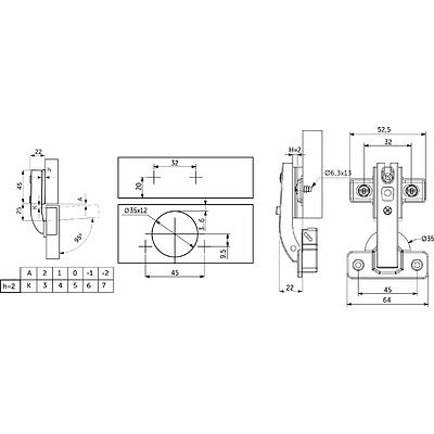 Петля под фальшпанель 90° с пружиной 45мм h2 slide-on AKS (еврошурупы) - фото 2