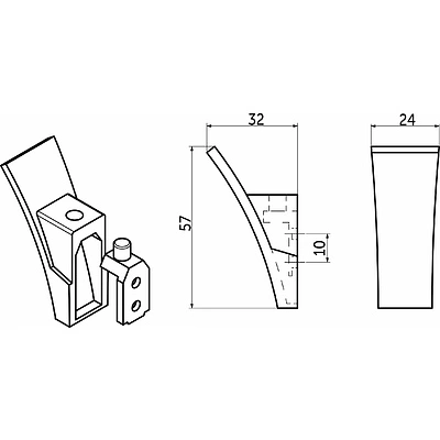 Крючок меб. однорожковый мет. SLASH черный матовый AKS - фото 2