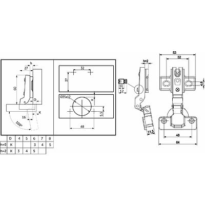 Петля полунакладная с пружиной 48мм h2 slide-on AKS LIGHT 52г - фото 2