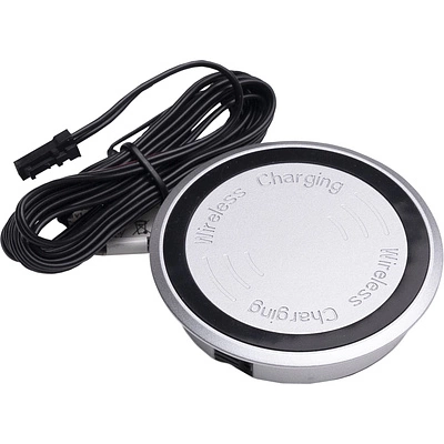 Бесконтактная зарядка для телефонов встраиваемая в мебель, D70x16мм, IP44, без блока питания, алюминий, GLS - фото 1