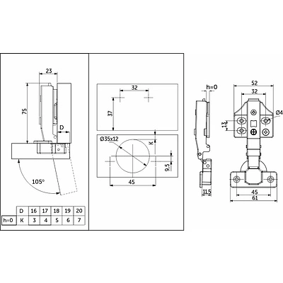 Петля накладная с доводчиком 45мм h0 clip-on PRIME by AKS 3D (саморезы, заглушки) (упак. = 2 шт.) - фото 2
