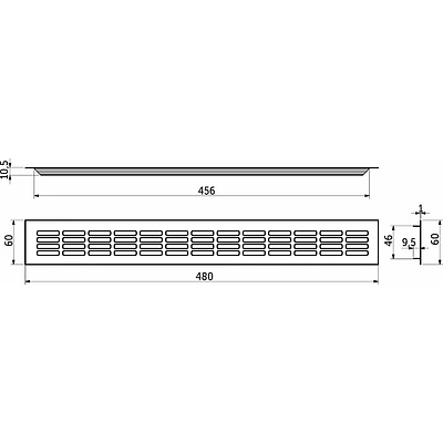 Решетка вентиляционная 480х60мм инокс алюминий AKS (тип 2) - фото 3