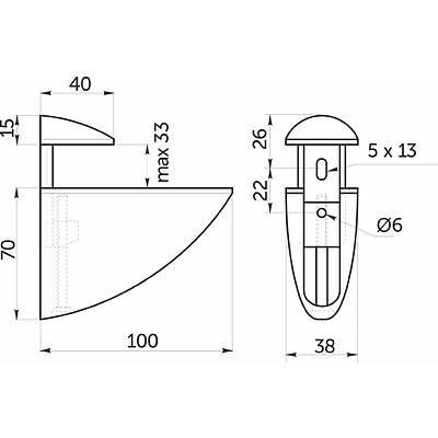 Полкодержатель PELIKAN большой хром AKS - фото 2