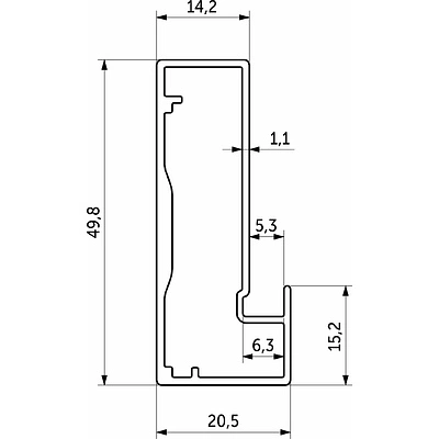 Профиль алюминиевый для рамочных фасадов Z-4 серебро (L-6000) АЛЮТЕХ (0102,A00D6) - фото 2