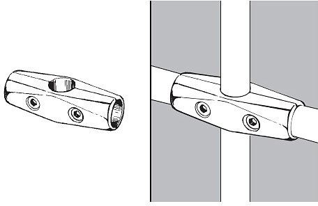 Соединитель 3-х труб d25 (578) перпендикулярный, хром AKS - фото 2