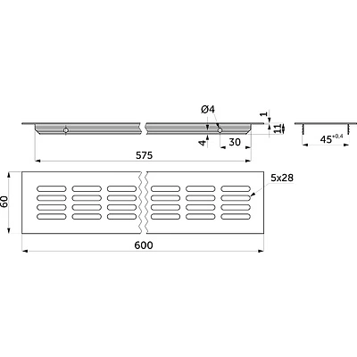 Решетка вентиляционная 600х60мм темно-коричневая алюминий AKS - фото 2
