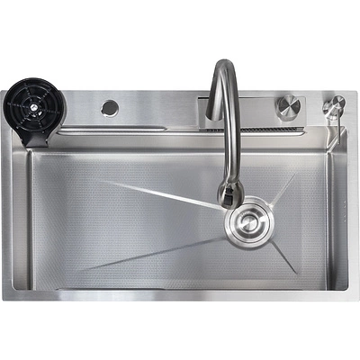 Мойка н/сталь, прямоугольная одночашевая, со смесителем, 750*450мм, соты сатин, PVD, врезн на/вровень столешнице, AKS (3,2мм) - фото 5