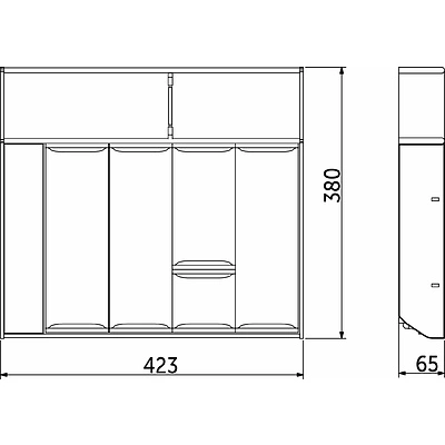 Вкладыш 40/450 шуфлядный металлический Organizer нержавеющая сталь (423*380*65) AKS - фото 2