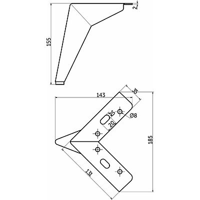 Опора меб. мет. HELLY h150 угловая браш.золото AKS - фото 2