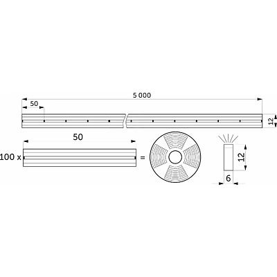 Гибкий неон - 9,6W/m, 24V, 6*12мм, 120 д/м, IP65, нейтральный белый (4000K) - 5м, AKS - фото 2