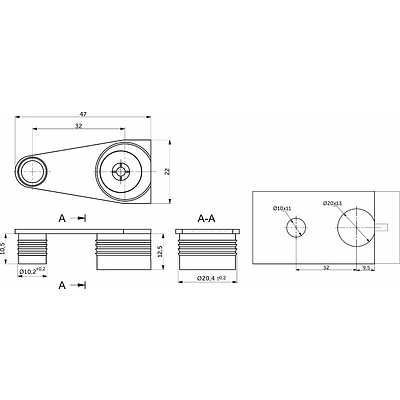 Эксцентриковая стяжка быстрого монтажа с аутригером 20 мм и 10 мм белая + шток 6*11мм (уп/0,1тыс.шт) AKS - фото 2