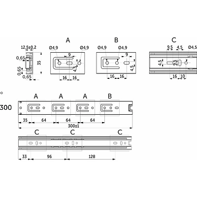 Направляющая шариковая L-300 h=35 GRIDLI A - фото 2