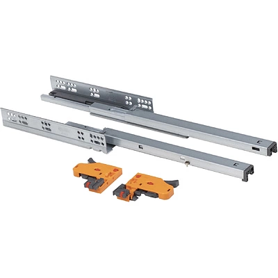 Направляющая скрытого монтажа L-300 с доводчиком ДСП до18mm с замками AKS 3D полное выдвижение - фото 1