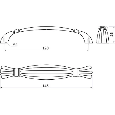 Ручка меб. скоба мет. MAGIA 128 матовая античная латунь AKS - фото 2