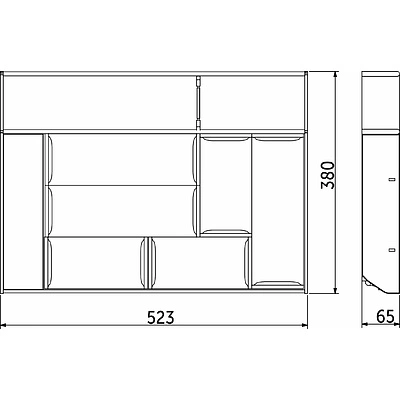 Вкладыш 40/550 шуфлядный металлический Organizer нержавеющая сталь (523*380*65) AKS - фото 2