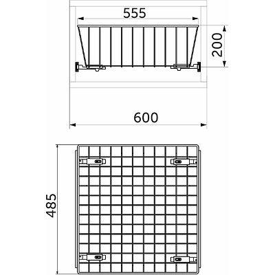 Выдвижная корзина для белья 600 (555*485*200) б/н, графит - фото 2