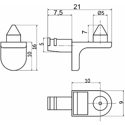 Полкодержатель для корпусных полок мет. SEKURA 6 никель (1 уп. = 50 шт.) AKS - фото 2