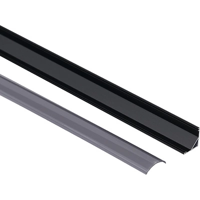 Профиль алюминиевый AKS ORION-1616C угловой с экраном черным, круглый экран, цвет черный, 2м - фото 2
