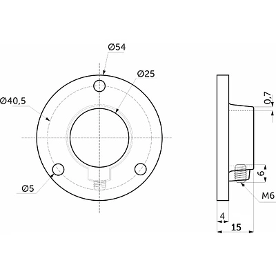 Крепление (розетка) трубы d25 (510) сталь, хром AKS - фото 2
