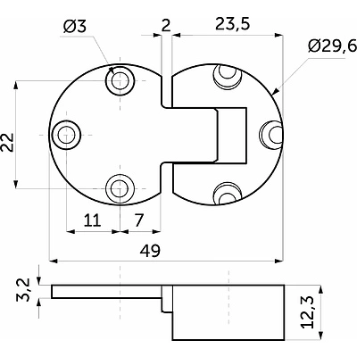 Петля секретерная металл/металл d30мм никель AKS - фото 2
