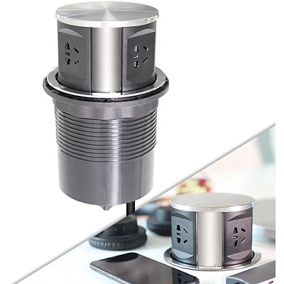 Выдвижной удлинитель Tor USB, 120 мм 3 розетки + 2USB, сталь, AKS - фото 1