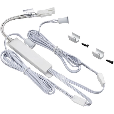 Выключатель бесконтактный на преграду, двойной, накладной/врезной, 12/24V, 60W/100W, D8мм, белый, AKS - фото 1