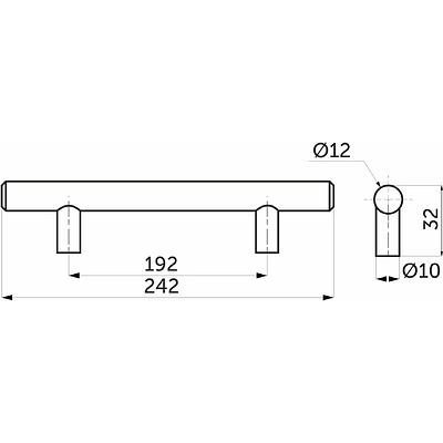 Ручка меб. релинговая 192/242 сталь сатин AKS - фото 2