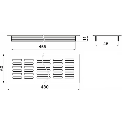 Решетка вентиляционная 480х60мм черная алюминий AKS - фото 2