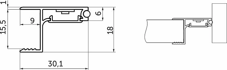 Профиль алюминиевый накладной/торцевой CAPELLA-3016A, с экраном, цвет алюминий, 2м (для 16 ДСП), AKS - фото 2