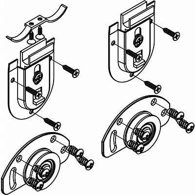 Комплект FAST для 1 раздвижной двери AKS 50 кг (ролики верх и низ, стопор, еврошурупы) - фото 2