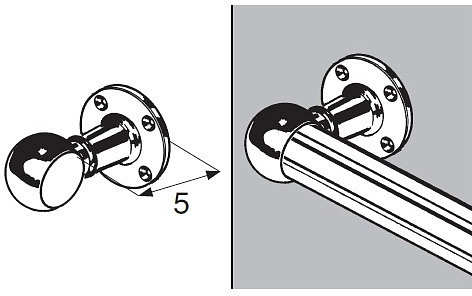 Держатель дистанционный концевой трубы d25 (995), хром AKS - фото 2