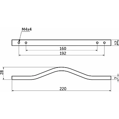 Ручка меб. скоба алюм. MELISA 160-192/220 черный матовый, AKS - фото 2