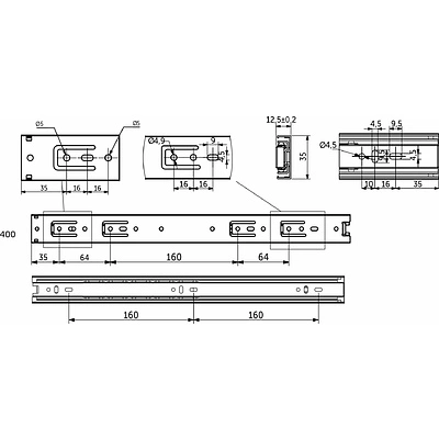 Направляющая шариковая L-400 h=35 AKS A - фото 2