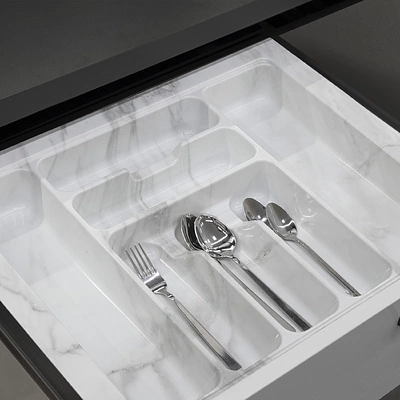 Лоток для столовых приборов 600 MARBLE 540*485, бело-серый мрамор AKS - фото 3