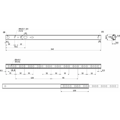 Направляющая шариковая L-342 h=17 AKS A - фото 2