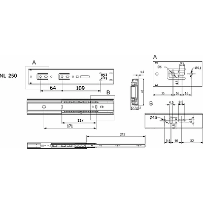 Направляющая шариковая L-250 h=45 PRIME by AKS SOFT CLOSE A - фото 2
