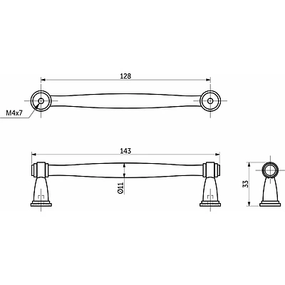 Ручка меб. скоба мет. WIZANTIA 128 старое золото, AKS - фото 2