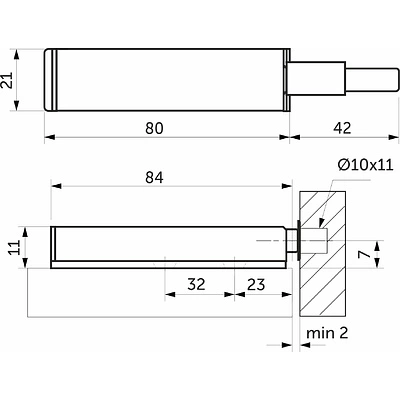 Механизм push-to-open наконечник магнитный накладной серый AKS металлический корпус - фото 2