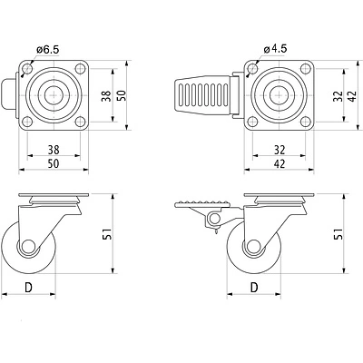 Колесо меб. SHIFT d35 h51 с площадкой, прозрачный AKS - фото 3