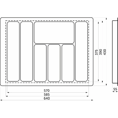 Лоток для столовых приборов 700 LINER 640*430, графит AKS - фото 2