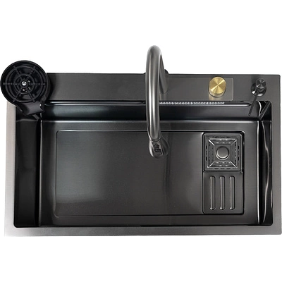 Мойка н/сталь, прямоугольная одночашевая со смесителем, 750*450мм, графит, PVD покрытие, врезн на/вровень столешнице, AKS (3,2мм) - фото 5