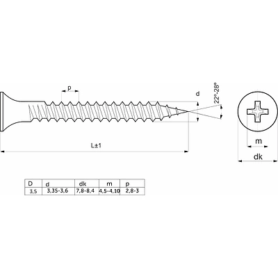 Саморез для гипсокартона 3,5*32 мелкий шаг (уп/1тыс.шт) AKS - фото 2