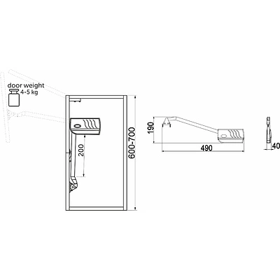 Подъемный механизм складной A AKS PLUS HERMES серый 4,1-5,0 кг - фото 2