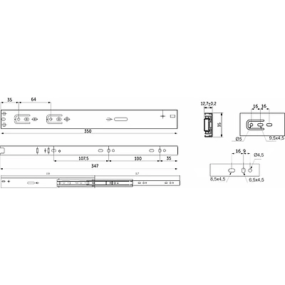 Направляющая шариковая L-350 h=35 AKS PLUS SOFT CLOSE - фото 2