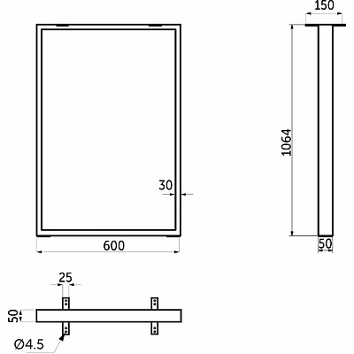 Подстолье THOR h1064 L-395, черный AKS - фото 5