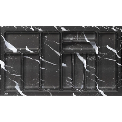 Лоток для столовых приборов 900 MARBLE 830*485, черно-серый мрамор AKS - фото 1