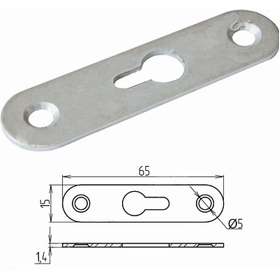 Пластинка зацепная 65*15*1,3 белый цинк (большое отверстие по центру) РФ - фото 4